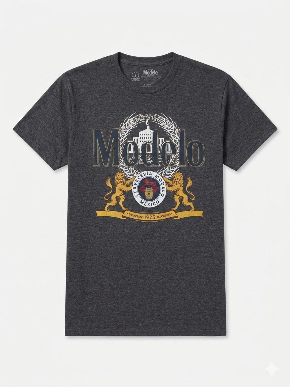 Modelo T-Shirt Men's Small Heather Gray Cerveza Especial Graphic Tee 1925 Tee